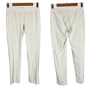 EILEEN FISHER Women's XS White Stretch Crepe Slim Ankle Pull On Office Pants